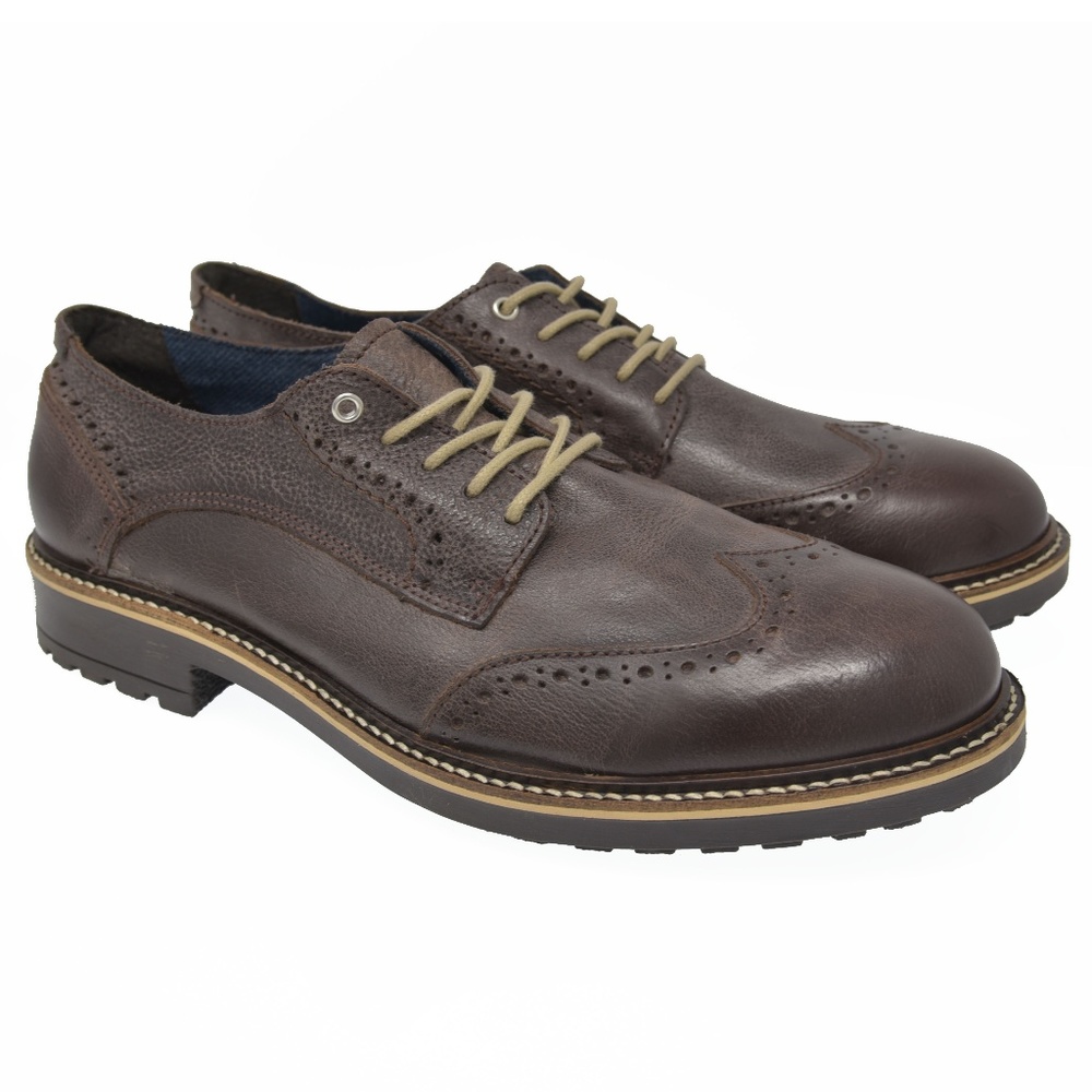 *BATA Sz 10.5 Brown Leather Oxford Wingtip Shoes